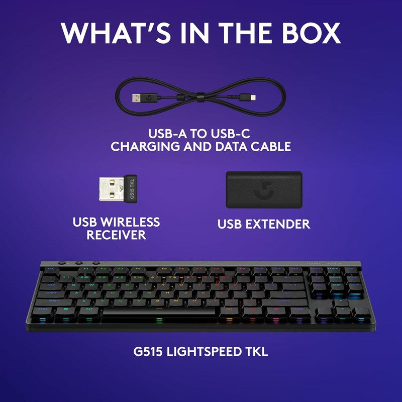 Logitech G515 LIGHTSPEED TKL Wireless Low Profile Mechanical Gaming Keyboard (Tactile Switch) - Black (US Layout) Logitech G515 LIGHTSPEED TKL Wireless Low Profile Mechanical Gaming Keyboard (Tactile Switch) - Black (US Layout)